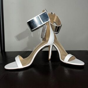 ZARA BRAND (brand new w/tags) white open toe heeled sandals. Size 8